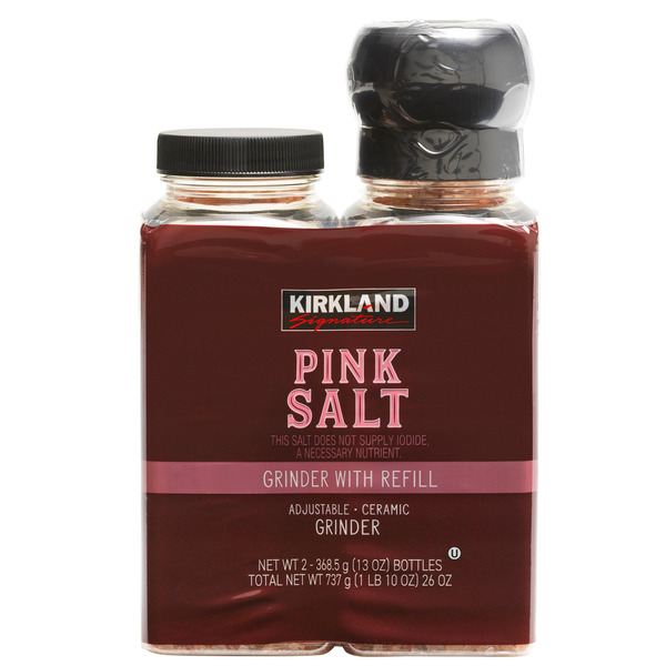 Kirkland Signature Pink Salt, Grinder with Refill, 13 oz each, 2-count