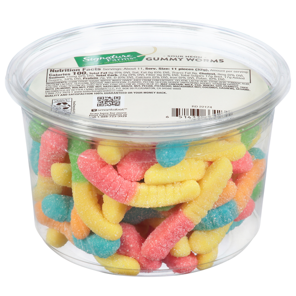 Signature Farms Gummy Worms, Sour, Neon