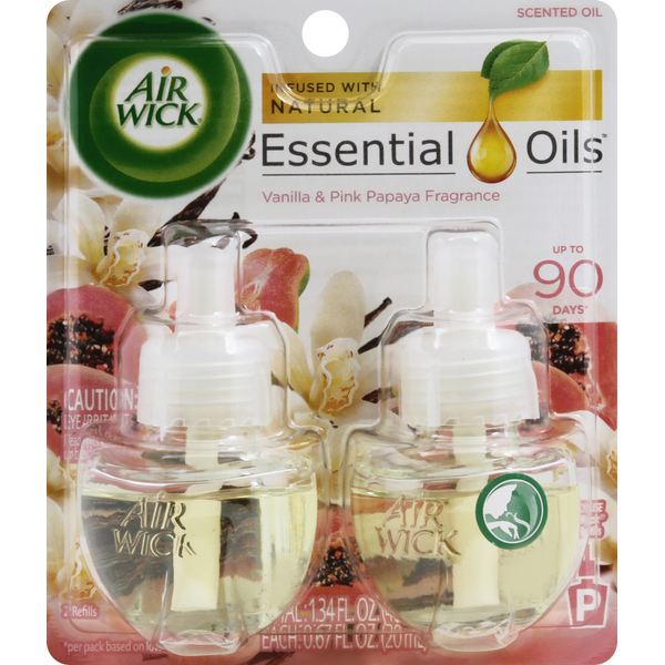 Air Wick Scented Oil Refills, Vanilla & Pink Papaya Fragrance (2 each