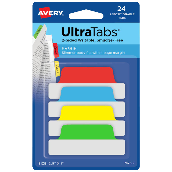 Avery Repositionable Tabs, 2-Sided Writable, Smudge-Free