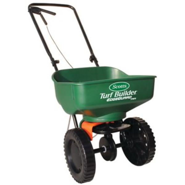Scotts 5,000 sq. ft. Turf Builder EdgeGuard Mini Broadcast Spreader for Grass Seed, Fertilizer, Salt and Ice Melt