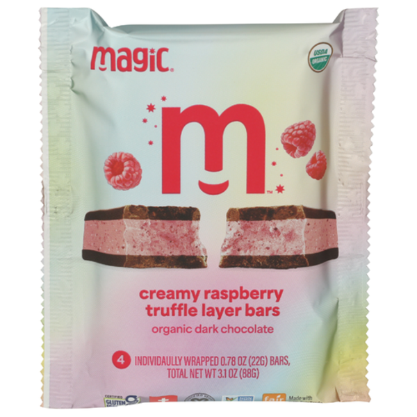 Magic Chocolate Organic Creamy Raspberry Truffle Layer Bars 4 Pack
