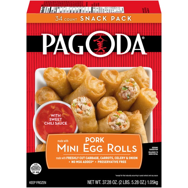 Pagoda Pork Mini Egg Rolls with Sweet Chili Sauce Snack Pack (37.28 oz