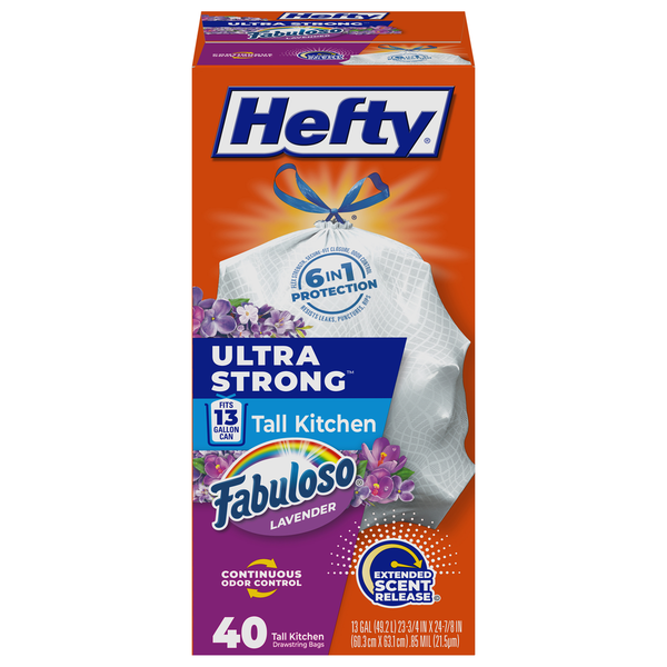 Hefty 13 Gallon Fabuloso Lavender Tall Kitchen Drawstring Bags