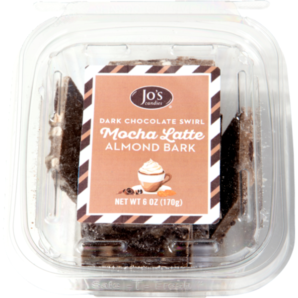 Jo's Candies Dark Chocolate Swirl Mocha Latte Almond Bark