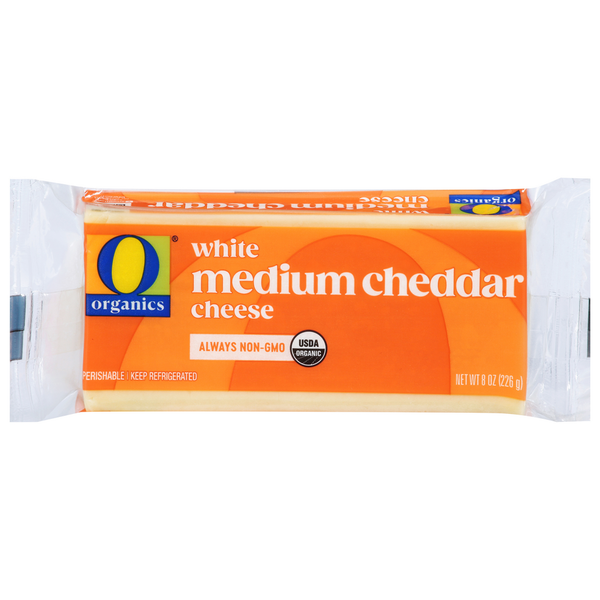 O Organics Cheese, Cheddar, Medium, White
