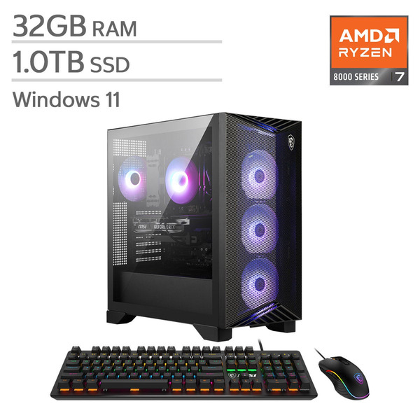 MSI Aegis Z2 Gaming Desktop PC, Ryzen 7 8700F, 32 GB RAM, 1 TB SSD, GeForce RTX 5070