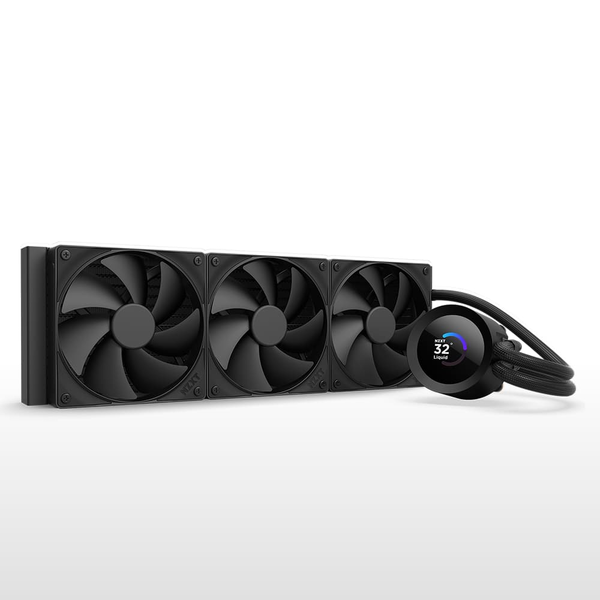 NZXT Kraken Plus CPU Liquid Cooler with 1.54" Square LCD (3 x 120 mm F120P Fans) - Black