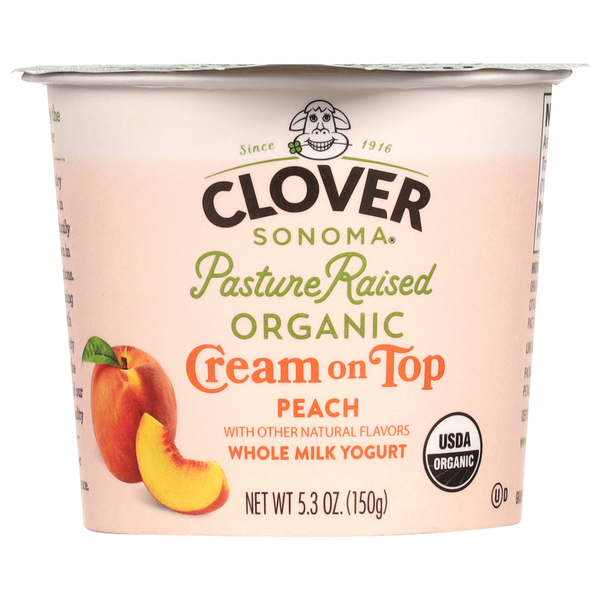 Clover Sonoma Peach Cream on Top Whole Milk Organic Yogurt Same