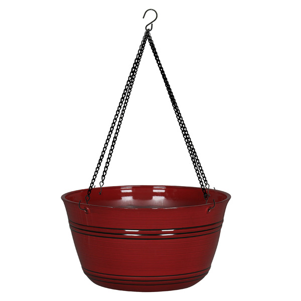 Style Selections 11.34-in W x 11.34-in L x 6.34-in H Red Resin Round Indoor Hanging planter