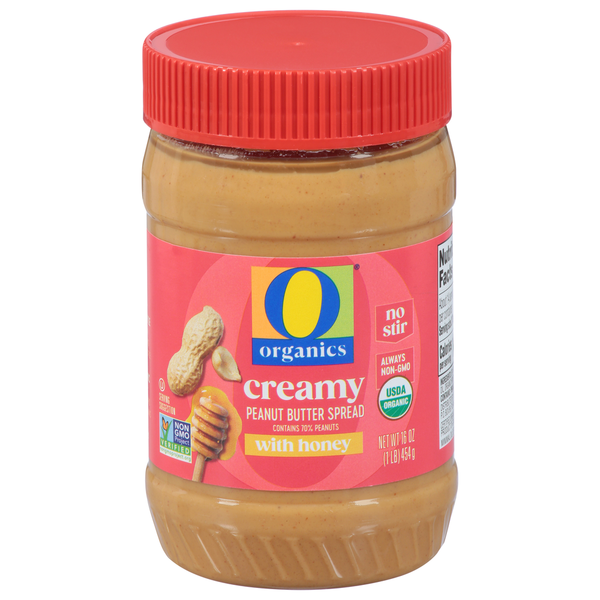 O Organics Peanut Butter Spread, with Honey, Creamy