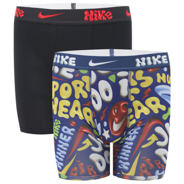 Nike Boys' Grade School Printed Long Boxer Briefs, L - Navy/Navy