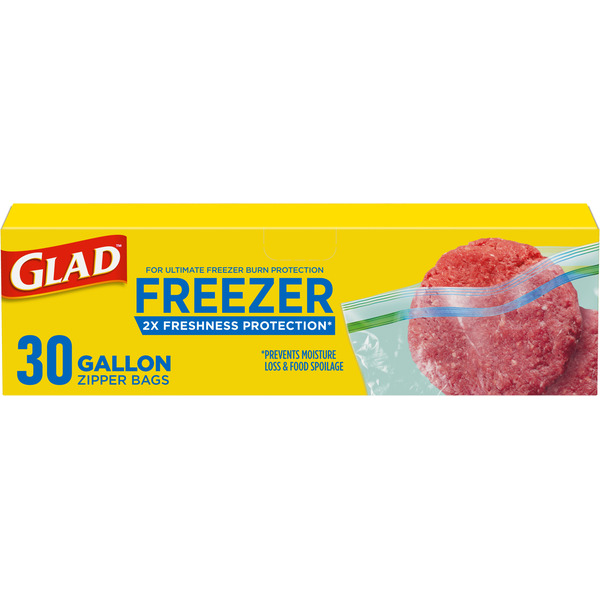 Glad Zipper Gallon Freezer Storage Plastic Bags Same-Day Delivery