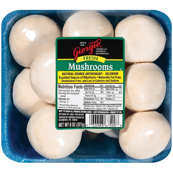 Dutchman Whole White Mushrooms (8 oz container