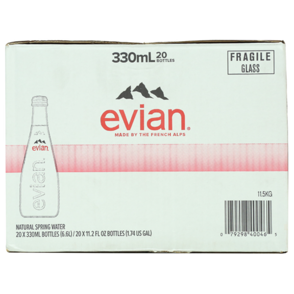 Evian Natural Spring Water Glass Bottle 20 Pack Case