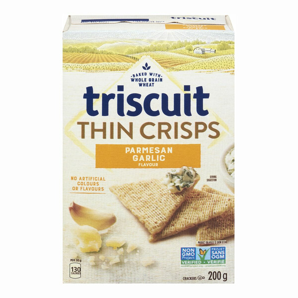 Food Basics Triscuit Crackers, Parmesan Garlic Flavour, Thin Crisps