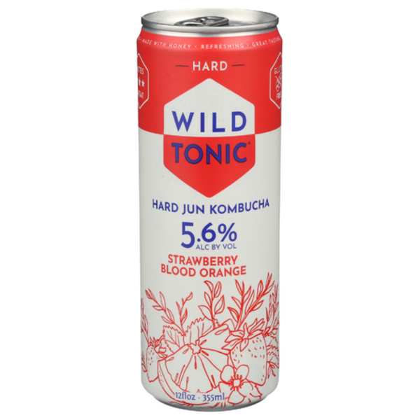 Wild Tonic Strawberry Blood Orange Hard Kombucha 12 Oz Can