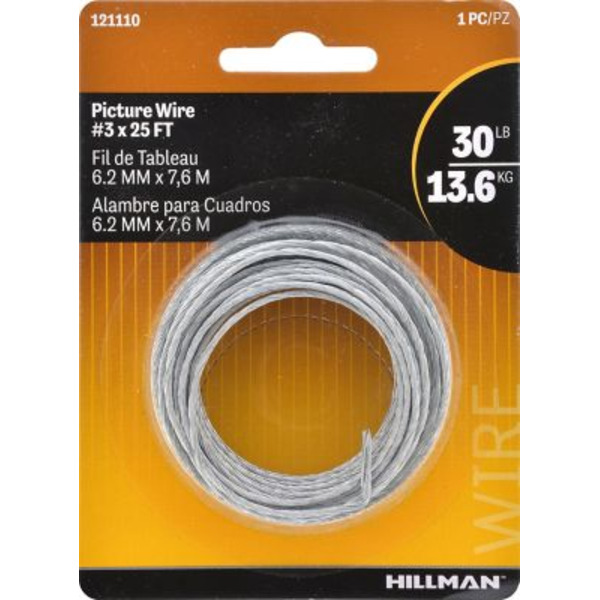 Hillman 30 lb. Picture Hanging Wire, #3 x 25 ft., Galvanized