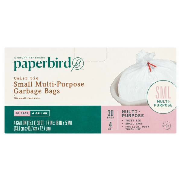 ShopRite Paperbird Twist Tie Small Multipurpose Garbage Bags SameDay