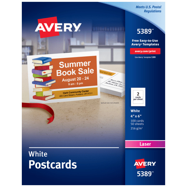 Avery White Heavy Card Stock Laser Postcards