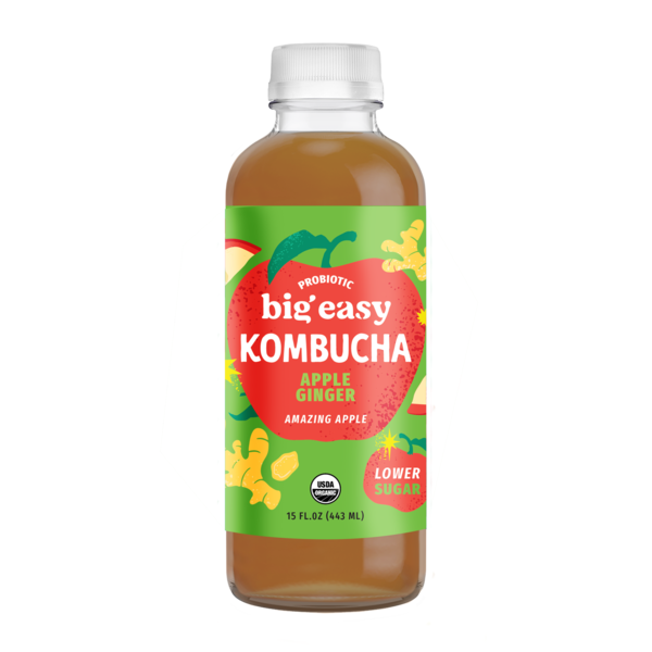 Big Easy Kombucha Lower Added Sugar, Probiotic, Apple & Ginger