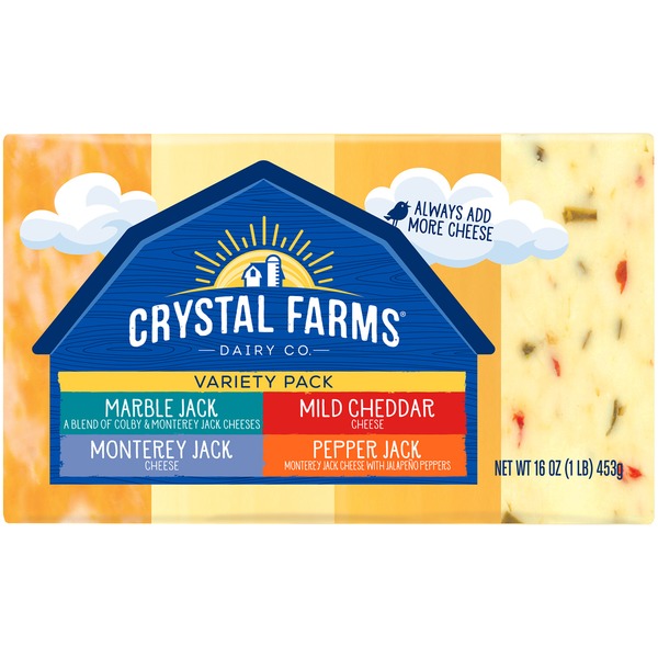 Crystal Farms Marble Jack, Monterey Jack, Mild Cheddar & Pepper Jack