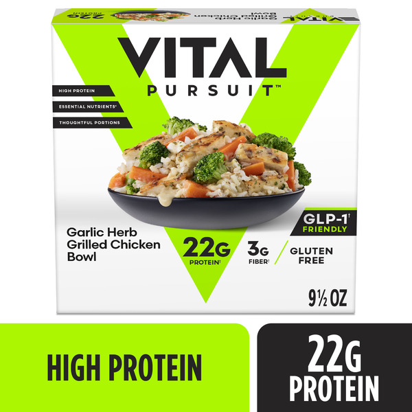 high protein glp 1 meals Vital Pursuit Garlic Herb Grilled Chicken Bowl High Protein Glp-1 Friendly  Frozen Meal