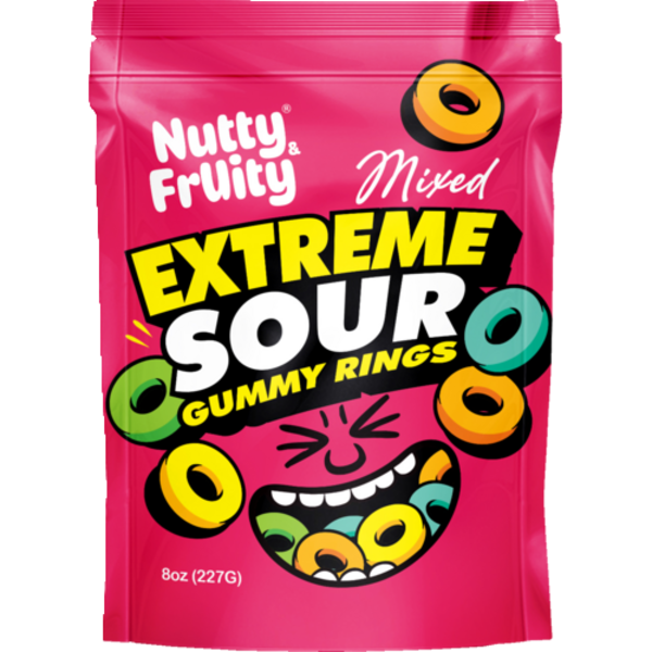 Nutty & Fruity Mixed Extreme Sour Gummy Rings