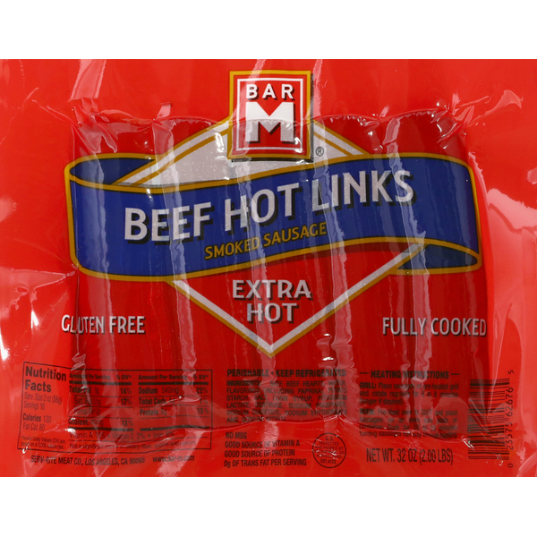 Bar-M Beef Hot Links, Extra Hot