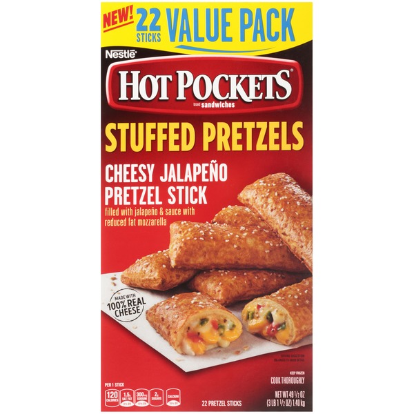 Hot Pockets Frozen Snack Stuffed Pretzels Cheesy Jalapeno Pretzel