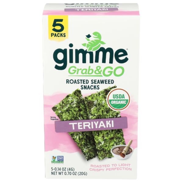 Gimme Health Foods Organic Teriyaki Grab & Go Roasted Seaweed Snacks 5 Pack