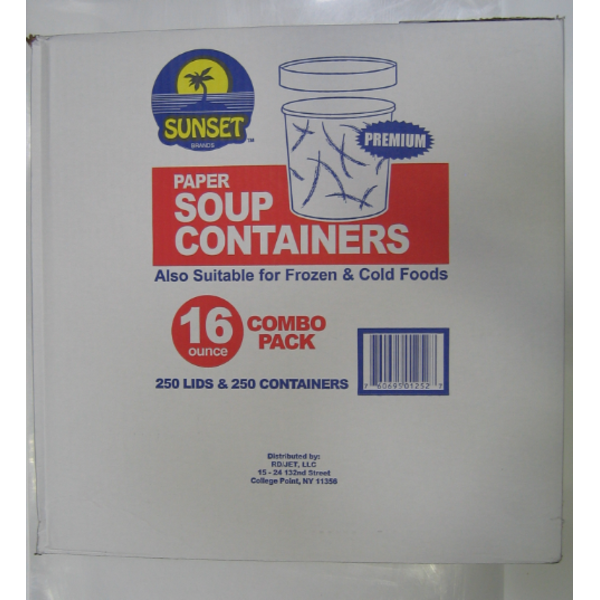 Sunset - 16 oz Paper Soup or Ice Cream Containers with Lids - 250 ct
