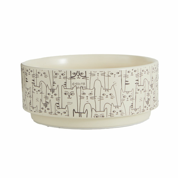 Whisker City Ceramic Sketch Cat Bowl