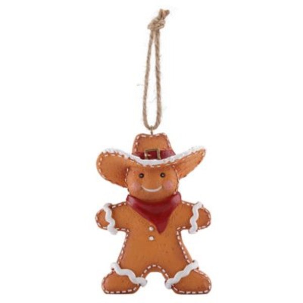 Red Shed Cowboy Gingerbread Man Christmas Ornament, 4.5 in.