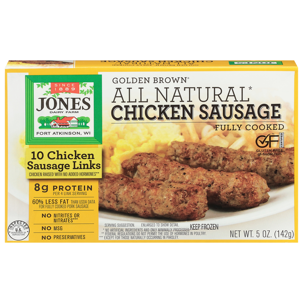 Jones Dairy Farm Golden Brown All Natural Fully Cooked Chicken Sausage Links