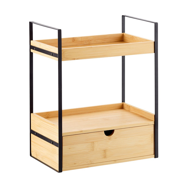 Aura Bamboo 2-Tier Vanity Organizer, 6.8 x 11.2 x 13.7 in - Natural/Tan