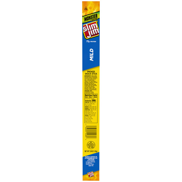Slim Jim Monster Smoked Jerky Sticks, Mild Flavor, High Protein