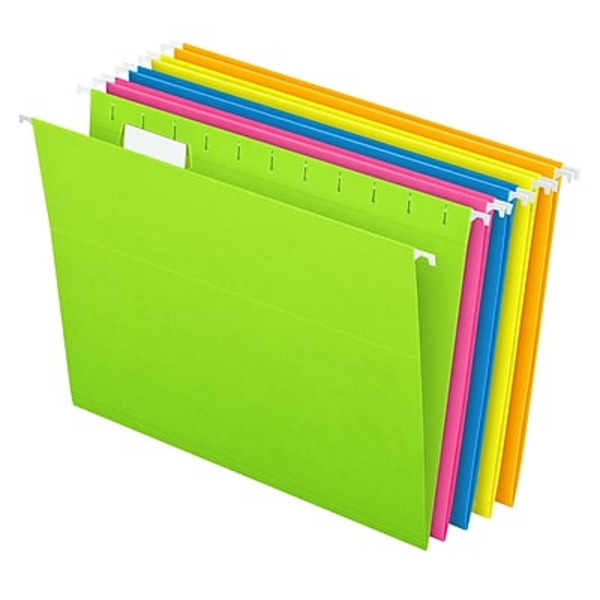 Pendaflex 81672 5-Tab Letter Size Multicolor Glow Hanging File Folders
