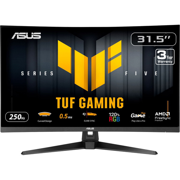 ASUS TUF Gaming FHD VA 250Hz 0.5ms Curved Gaming Monitor With FreeSync Premium & HDR - Black