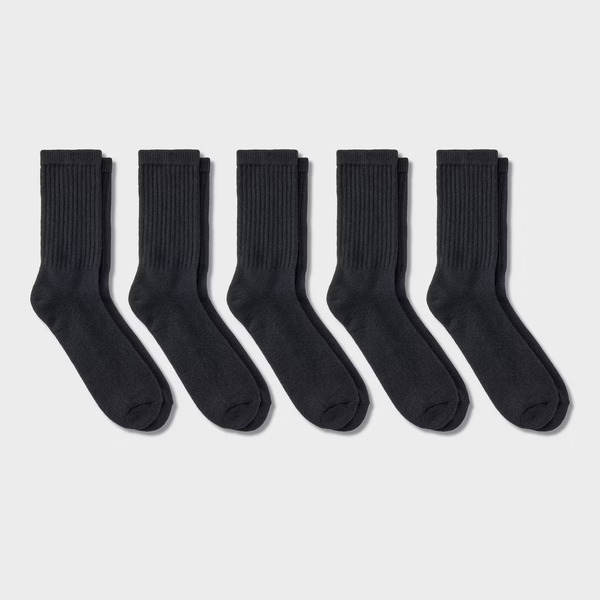 Dealworthy Men's Crew Socks, Size 6-12 - Black