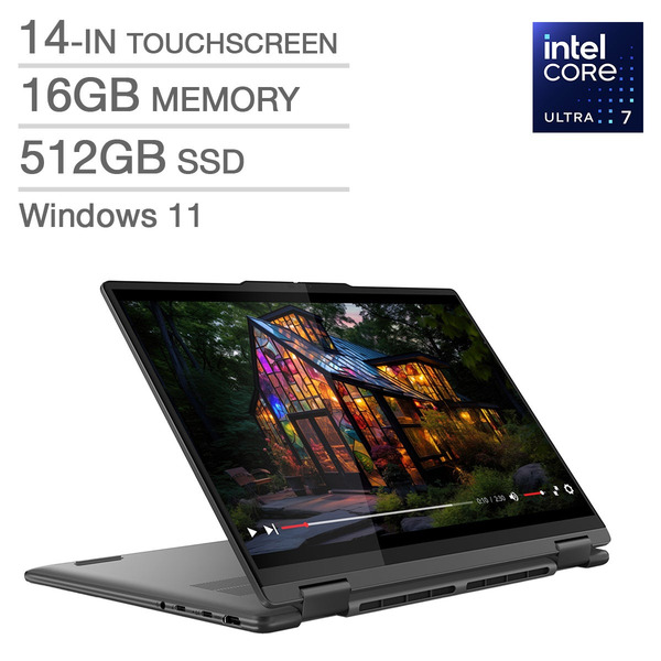 Lenovo Yoga 7 2-in-1 Intel Core Ultra 7 155U, 512GB SSD, 16GB RAM Win 11Touchscreen Laptop