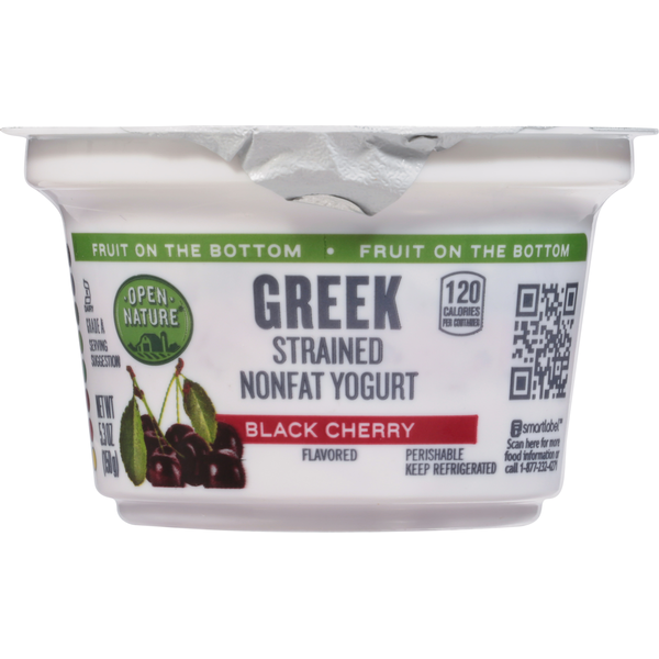Open Nature Yogurt, Non-Fat, Black Cherry Flavored, Greek, Strained