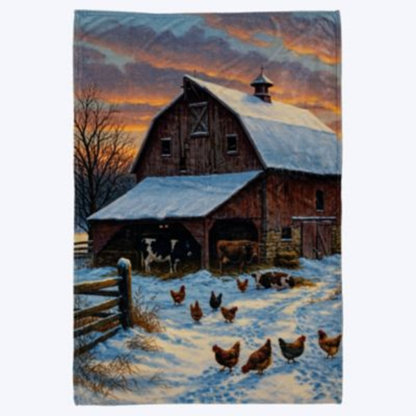 Red Shed Sherpa Fleece Winter Sunrise Blanket, 50 x 70in.