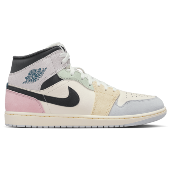 Jordan Men's Air Jordan Retro 1 Mid SE Casual Shoes, Size 8.5 - Sail/Iced Jade/Anthracite/Jade Aura