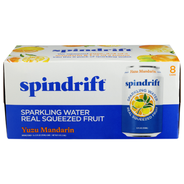 Spindrift Yuzu Mandarin Sparkling Water & Real Squeezed Fruit 8 Pack Case