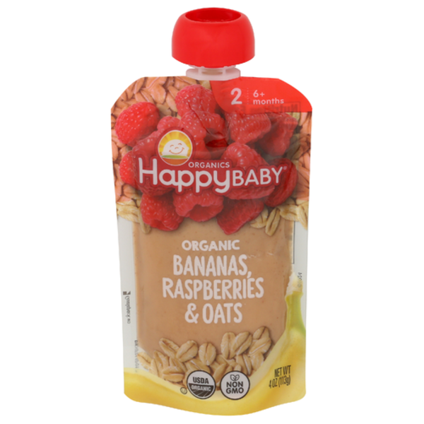 Happy Baby Organic Banana Raspberries & Oats Stage 2 Pouch