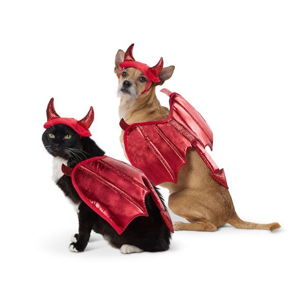 Thrills & Chills Devil Dog & Cat Costume Set, Large/X Large - Red