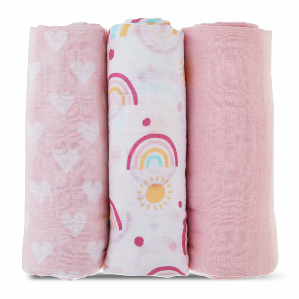 Walmart Parent's Choice Cotton Muslin Swaddles Pink Same-Day
