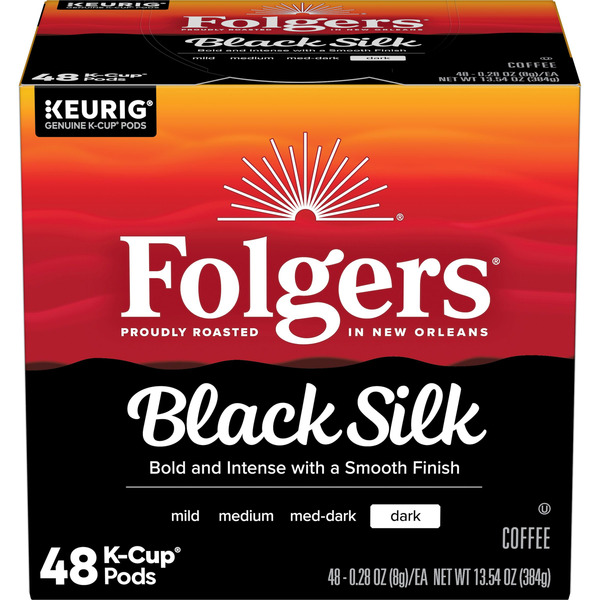 Folgers Black Silk, Dark Roast Coffee, Keurig K-Cup Pods