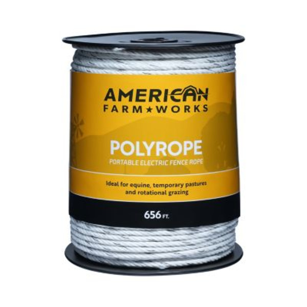 American Farm Works 656 ft. x 820 lb. Polyrope Portable Electric Fence Rope, White